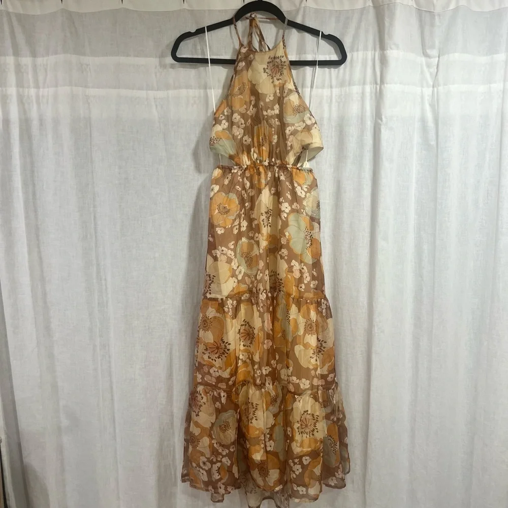 Who I Am Arisaema Brown Yellow Floral Maxi Dress